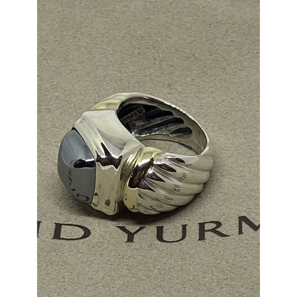 David Yurman - 14K Gold & Silver Noblesse Hematite Ring - size 3.25 - Picture 3 of 8